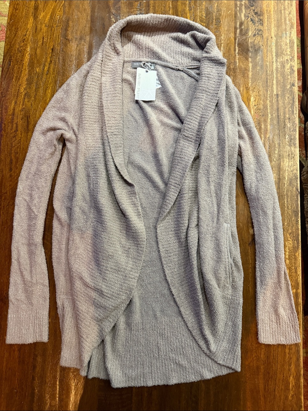 Barefoot Dreams Open-Front Shawl Collar Cardigan in Pewter